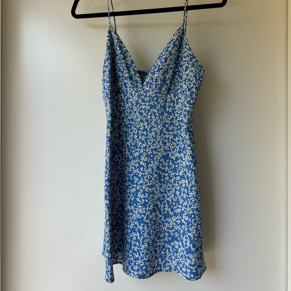 Zara Mini Dress - Blue with White and Yellow Flowers